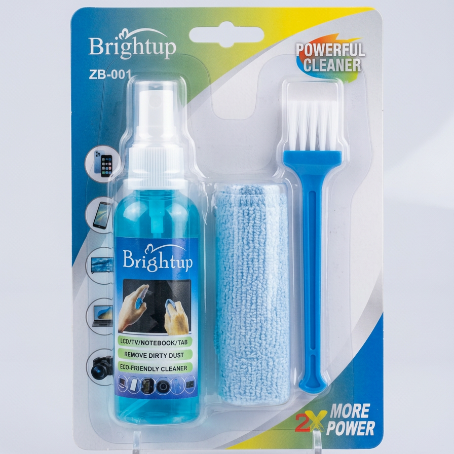 Brightup Screen Cleaning Kit for Laptop, Mobile, TV & Tablet (Spray + Microfiber Cloth + Brush)
