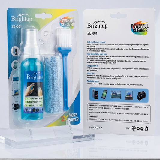 Brightup Screen Cleaning Kit for Laptop, Mobile, TV & Tablet (Spray + Microfiber Cloth + Brush)