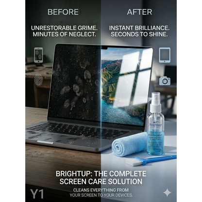 Brightup Screen Cleaning Kit for Laptop, Mobile, TV & Tablet (Spray + Microfiber Cloth + Brush)