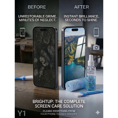 Brightup Screen Cleaning Kit for Laptop, Mobile, TV & Tablet (Spray + Microfiber Cloth + Brush)